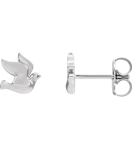 88277 Earring Platinum 6.87 X 6.93 Mm Right Friction Back Included Polished Holy Spirit Dove Earring