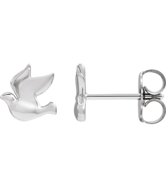 88277 Earring Sterling Silver 6.87 X 6.93 Mm Left Friction Back Included Polished Holy Spirit Dove Earring