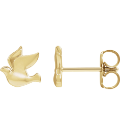 88277 Earring 14K Yellow 6.87 X 6.93 Mm Left Friction Back Included Polished Holy Spirit Dove Earring