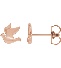 88277 Earring 14K Rose 6.87 X 6.93 Mm Left Friction Back Included Polished Holy Spirit Dove Earring