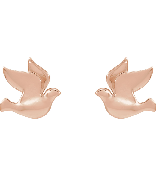 88277 Earring 14K Rose 6.87 X 6.93 Mm Left Friction Back Included Polished Holy Spirit Dove Earring