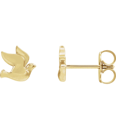 88277 Earring 14K Yellow 6.87 X 6.93 Mm Right Friction Back Included Polished Holy Spirit Dove Earring