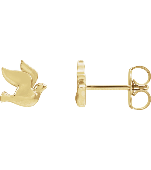 88277 Earring 14K Yellow 6.87 X 6.93 Mm Right Friction Back Included Polished Holy Spirit Dove Earring