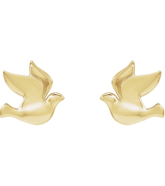 88277 Earring 14K Yellow 6.87 X 6.93 Mm Right Friction Back Included Polished Holy Spirit Dove Earring