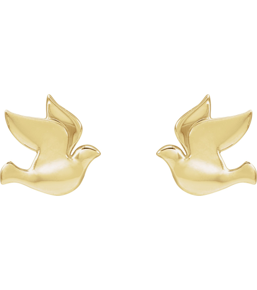 88277 Earring 14K Yellow 6.87 X 6.93 Mm Right Friction Back Included Polished Holy Spirit Dove Earring