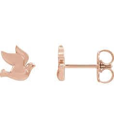 88277 Earring 14K Rose 6.87 X 6.93 Mm Right Friction Back Included Polished Holy Spirit Dove Earring