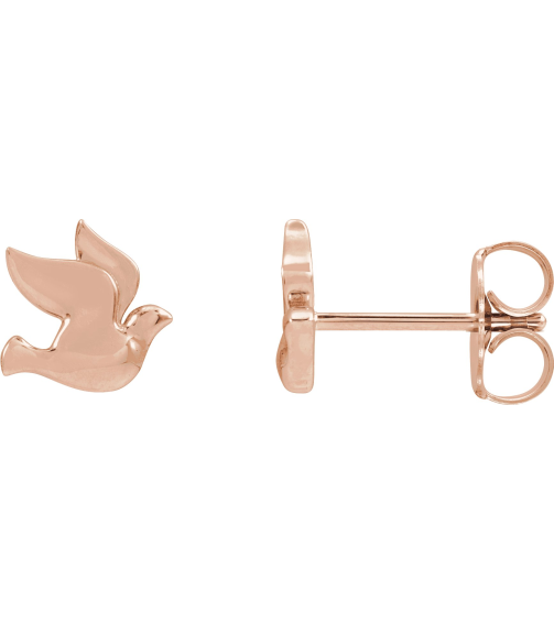 88277 Earring 14K Rose 6.87 X 6.93 Mm Right Friction Back Included Polished Holy Spirit Dove Earring