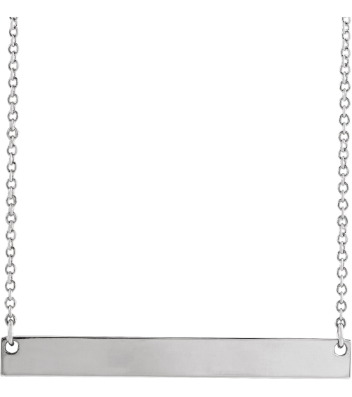 87363 Necklace 14K White 30 X 3.5 Mm 16 In Polished Engravable Bar Necklace