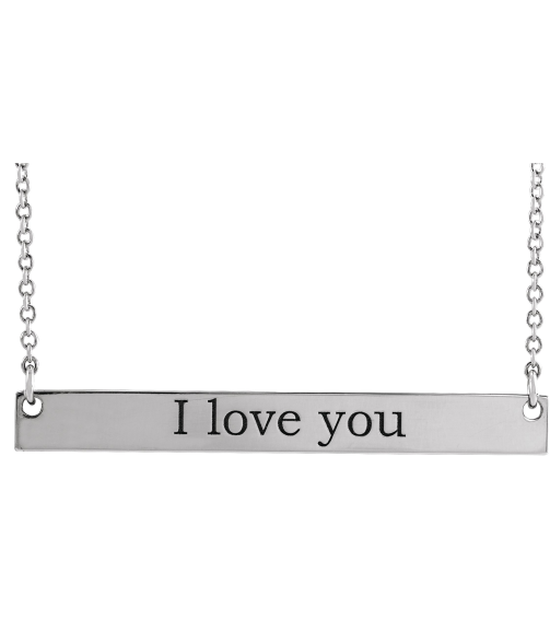 87363 Necklace 14K White 30 X 3.5 Mm 16 In Polished Engravable Bar Necklace