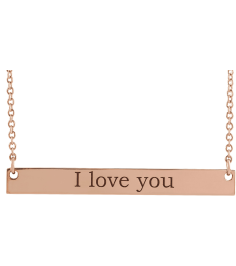 87363 Necklace 18K Rose Gold-Plated Sterling Silver 30 X 3.5 Mm 16 In Polished Engravable Bar Necklace