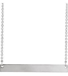 87363 Necklace Platinum 30 X 3.5 Mm 16 In Polished Engravable Bar Necklace