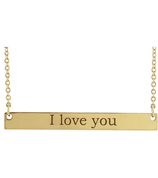 87363 Necklace 18K Yellow Gold-Plated Sterling Silver 30 X 3.5 Mm 18 In Polished Engravable Bar Necklace