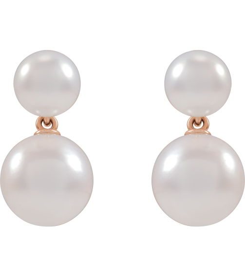 88197 Earring Set Cultured Freshwater Pearl Pearl 6-6.5 Mm 14K Rose Cultured White Freshwater Pearl Pair Friction Backs Included Polished Pearl Drop Earrings