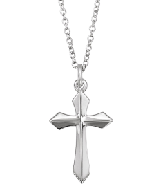 R41293 Necklace 14K White 10 X 6 Mm 18 In Polished Cross Necklace