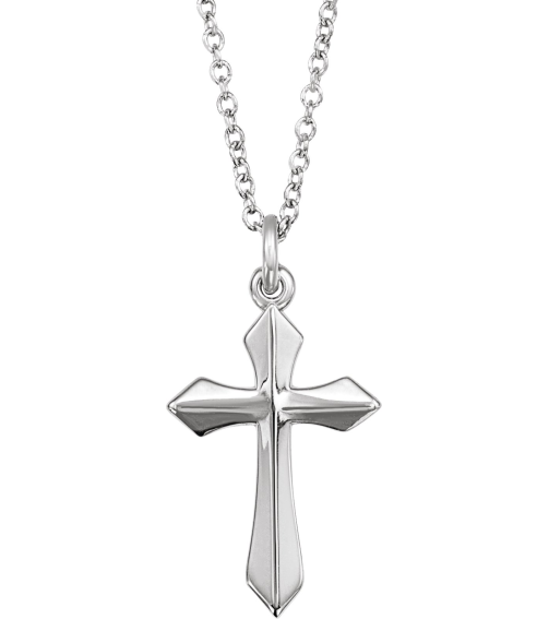 R41293 Necklace 14K White 10 X 6 Mm 18 In Polished Cross Necklace