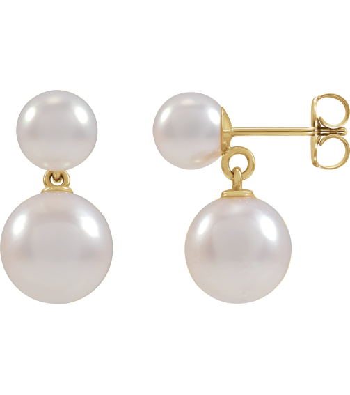 88197 Earring Set Cultured Freshwater Pearl Pearl 6-6.5 Mm 14K Yellow Cultured White Freshwater Pearl Pair Friction Backs Included Polished Pearl Drop Earrings