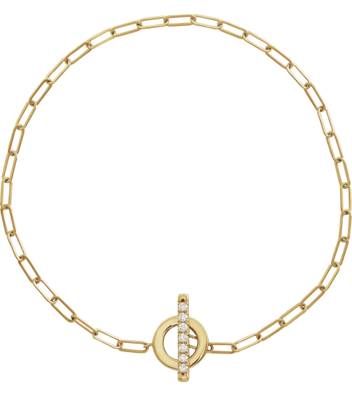Brc895 Bracelet 14K Yellow Set Natural Diamond Round 1.5 Mm 7 In I1, G-H Polished 110 Ctw Diamond Toggle Bracelet
