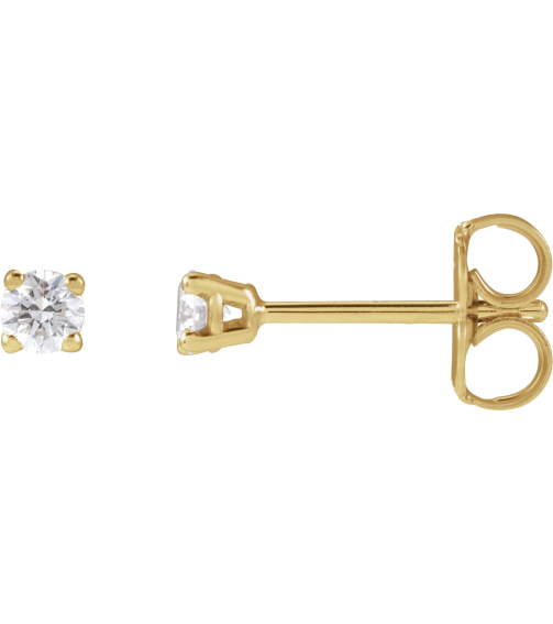 1874 14K Yellow Set Round Lab-Grown Diamond Pair 2.5Mm 16 Ctw Vs, F+ Friction Friction Backs Included 4-Prong Polished 16 Ctw Lab-Grown Diamond Earrings