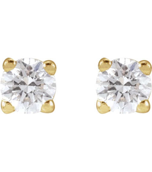 1874 14K Yellow Set Round Lab-Grown Diamond Pair 2.5Mm 16 Ctw Vs, F+ Friction Friction Backs Included 4-Prong Polished 16 Ctw Lab-Grown Diamond Earrings