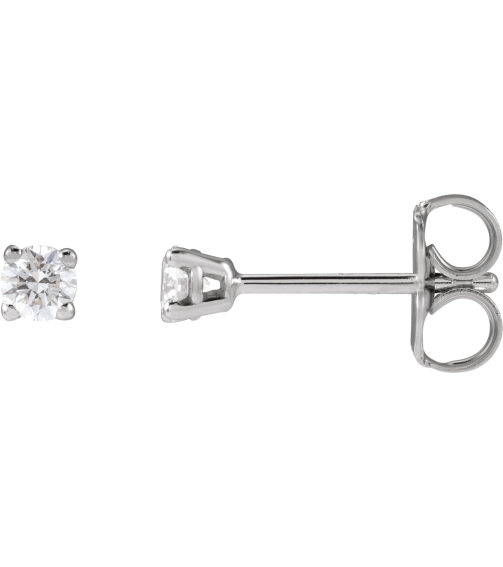 1874 14K White Set Round Lab-Grown Diamond Pair 2.5Mm 16 Ctw Vs, F+ Friction Friction Backs Included 4-Prong Polished 16 Ctw Lab-Grown Diamond Earrings