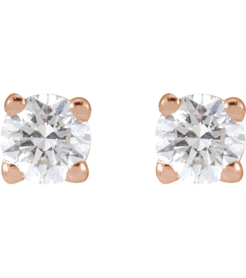 1874 14K Rose Set Round Lab-Grown Diamond Pair 2.5Mm 16 Ctw Vs, F+ Friction Friction Backs Included 4-Prong Polished 16 Ctw Lab-Grown Diamond Earrings