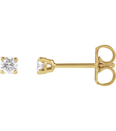 1874 14K Yellow Set Round Lab-Grown Diamond Pair 2.5Mm 16 Ctw Si1-Si2, G-H Friction Friction Backs Included 4-Prong Polished 16 Ctw Lab-Grown Diamond Earrings