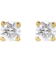 1874 14K Yellow Set Round Lab-Grown Diamond Pair 2.5Mm 16 Ctw Si1-Si2, G-H Friction Friction Backs Included 4-Prong Polished 16 Ctw Lab-Grown Diamond Earrings