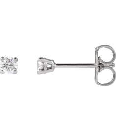 1874 14K White Set Round Lab-Grown Diamond Pair 2.5Mm 16 Ctw Si1-Si2, G-H Friction Friction Backs Included 4-Prong Polished 16 Ctw Lab-Grown Diamond Earrings