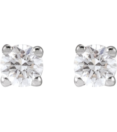 1874 14K White Set Round Lab-Grown Diamond Pair 2.5Mm 16 Ctw Si1-Si2, G-H Friction Friction Backs Included 4-Prong Polished 16 Ctw Lab-Grown Diamond Earrings