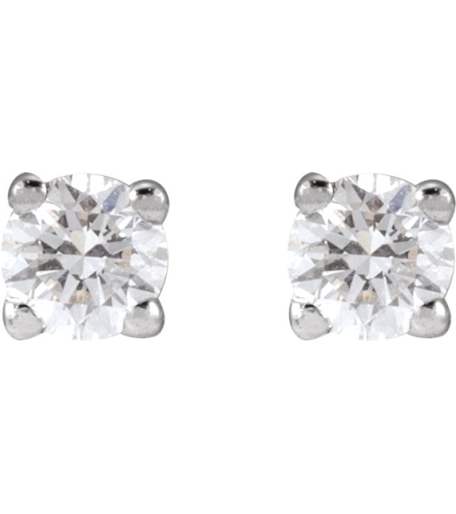 1874 14K White Set Round Lab-Grown Diamond Pair 2.5Mm 16 Ctw Si1-Si2, G-H Friction Friction Backs Included 4-Prong Polished 16 Ctw Lab-Grown Diamond Earrings