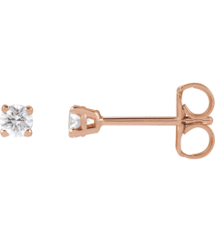 1874 14K Rose Set Round Lab-Grown Diamond Pair 2.5Mm 16 Ctw Si1-Si2, G-H Friction Friction Backs Included 4-Prong Polished 16 Ctw Lab-Grown Diamond Earrings