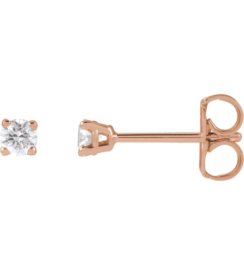 1874 14K Rose Set Round Lab-Grown Diamond Pair 2.5Mm 16 Ctw Si1-Si2, G-H Friction Friction Backs Included 4-Prong Polished 16 Ctw Lab-Grown Diamond Earrings