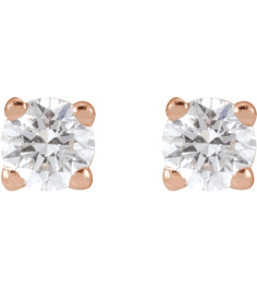 1874 14K Rose Set Round Lab-Grown Diamond Pair 2.5Mm 16 Ctw Si1-Si2, G-H Friction Friction Backs Included 4-Prong Polished 16 Ctw Lab-Grown Diamond Earrings