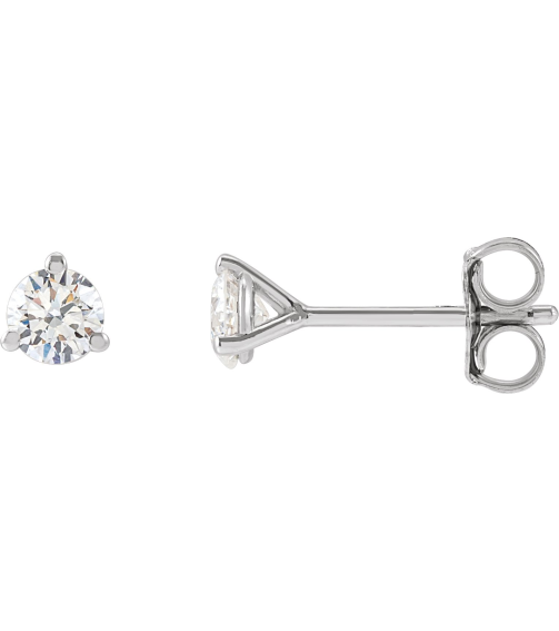 66233 14K White Set Round Lab-Grown Diamond Pair 2.5Mm 16 Ctw Si1-Si2, G-H Friction Friction Backs Included 3-Prong Polished 16 Ctw Lab-Grown Diamond Sud Earrings