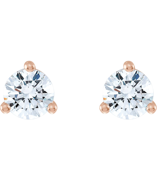 66233 14K Rose Set Round Lab-Grown Diamond Pair 2.5Mm 16 Ctw Si1-Si2, G-H Friction Friction Backs Included 3-Prong Polished 16 Ctw Lab-Grown Diamond Sud Earrings