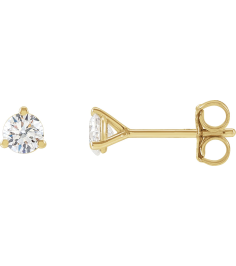 66233 14K Yellow Set Round Lab-Grown Diamond Pair 2.5Mm 16 Ctw Vs, F+ Friction Friction Backs Included 3-Prong Polished 16 Ctw Lab-Grown Diamond Sud Earrings