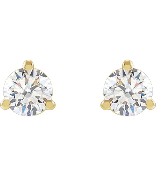 66233 14K Yellow Set Round Lab-Grown Diamond Pair 2.5Mm 16 Ctw Vs, F+ Friction Friction Backs Included 3-Prong Polished 16 Ctw Lab-Grown Diamond Sud Earrings