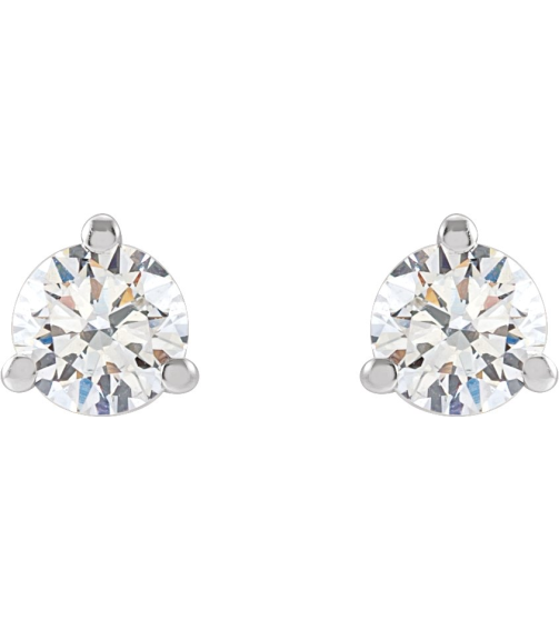66233 14K White Set Round Lab-Grown Diamond Pair 2.5Mm 16 Ctw Vs, F+ Friction Friction Backs Included 3-Prong Polished 16 Ctw Lab-Grown Diamond Sud Earrings