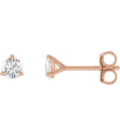 66233 14K Rose Set Round Lab-Grown Diamond Pair 2.5Mm 16 Ctw Vs, F+ Friction Friction Backs Included 3-Prong Polished 16 Ctw Lab-Grown Diamond Sud Earrings