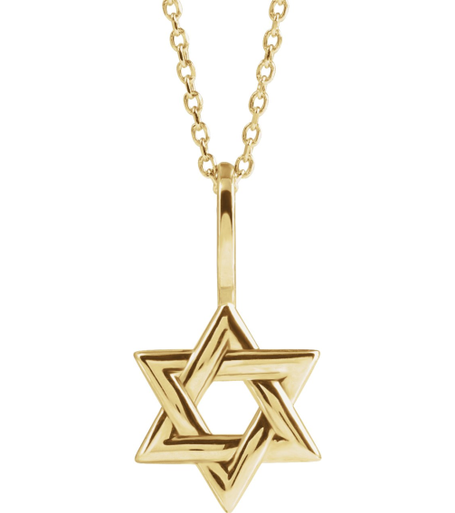 88329 Necklace 14K Yellow 19.6 X 10.4 Mm 16-18 In Polished Star Of David Necklace