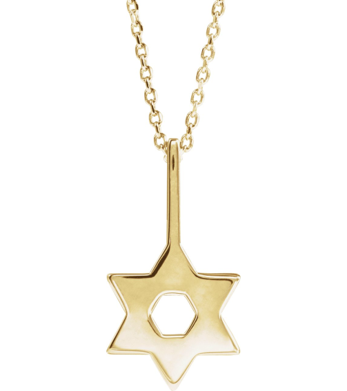 88329 Necklace 14K Yellow 19.6 X 10.4 Mm 16-18 In Polished Star Of David Necklace
