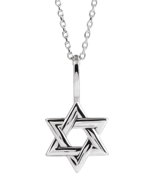 88329 Necklace 14K White 19.6 X 10.4 Mm 16-18 In Polished Star Of David Necklace