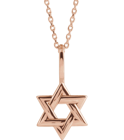 88329 Necklace 14K Rose 25.6 X 15.7 Mm 16-18 In Polished Star Of David Necklace