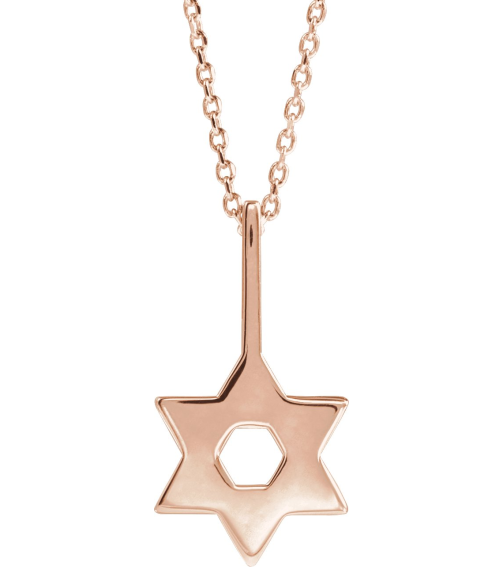 88329 Necklace 14K Rose 25.6 X 15.7 Mm 16-18 In Polished Star Of David Necklace