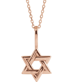 88329 Necklace 14K Rose 19.6 X 10.4 Mm 16-18 In Polished Star Of David Necklace