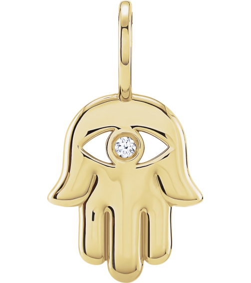 88211 Pendant Set 14K Yellow Round Natural Diamond 1.7Mm 0.02 Ct I1, G-H Polished .02 Ct Natural Diamond Hamsa Hand Pendant