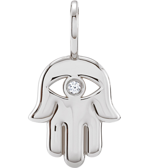 88211 Pendant Set Platinum Round Natural Diamond 1.7Mm 0.02 Ct Si2-Si3, G-H Polished .02 Ct Natural Diamond Hamsa Hand Pendant