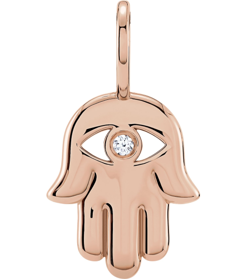 88211 Pendant Set 14K Rose Round Natural Diamond 1.7Mm 0.02 Ct I1, G-H Polished .02 Ct Natural Diamond Hamsa Hand Pendant