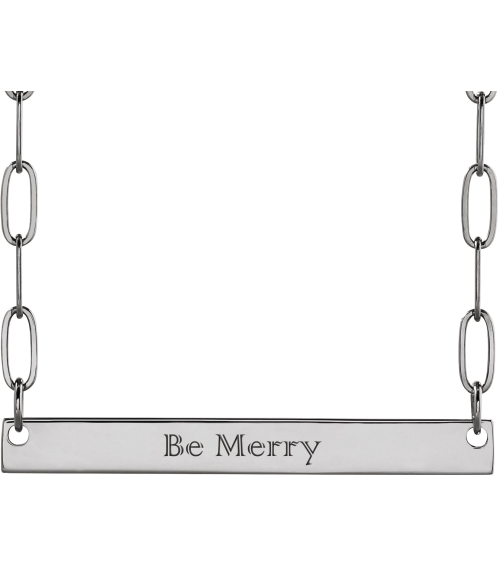 88328 Necklace 14K White 30 X 3.5 Mm 18 In Polished Engravable Bar Necklace