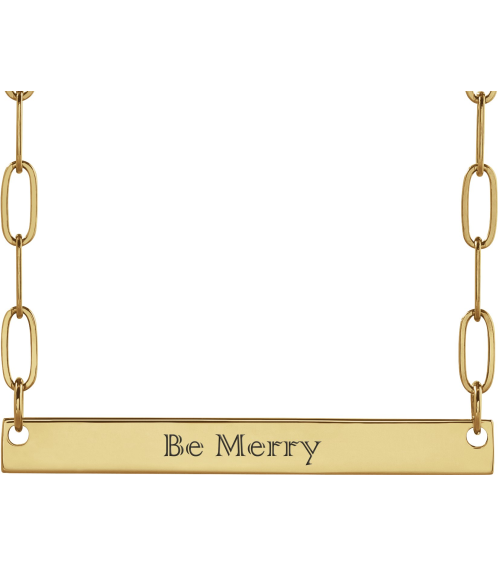 88328 Necklace 14K Yellow 30 X 3.5 Mm 16 In Polished Engravable Bar Necklace